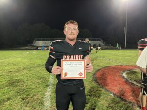 Gaige Kuzmicz Wins the First Bank Midwest Player of the game against Clinton Central