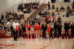 Rossville's bench and coaches celebrate a point, photo provided by Jennifer Allinder Stingley